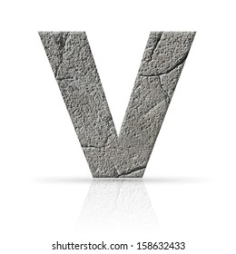 V  Letter Cracked Cement Texture