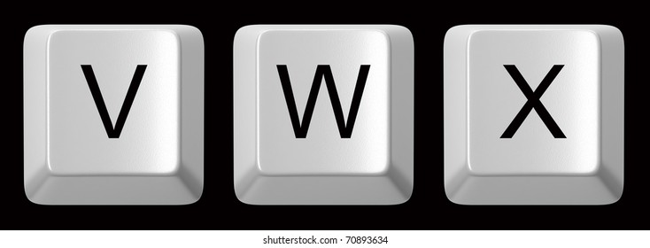 V, W, X white computer keys alphabet