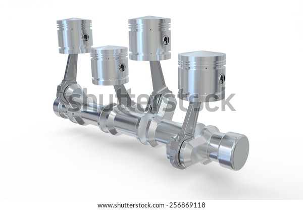 V4 Engine Pistons Isolated On White Stock Illustration 256869118