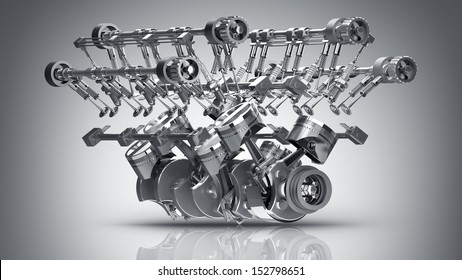 V8 Car Engine. Concept Of Modern Car Engine. High Resolution 3d Render 