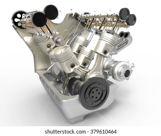 V8 Car Engine. Concept Of Modern Car Engine. High Resolution 3d Render