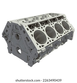 V8 Engine Block 3D rendering on white background