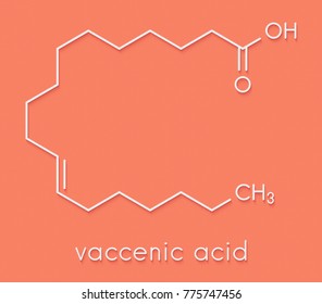 Vaccenic Acid Molecule. Trans Fatty Acid, Present In Animal Fat And Milk. Skeletal Formula.