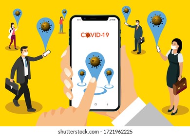 Vaccinated Real Time Tracking Corona Virus Covid 19 Tracking Apps, People Tracking Covid 19 On Mobile App To Awareness And Protection