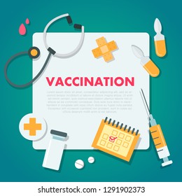 Vaccination concept illustration. Medical document with medicine and equipment. - Powered by Shutterstock