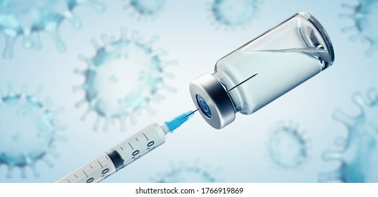 Vaccination or drug concept image with Coronavirus Covid-19 SARS-CoV-2 virus background. 3d illustration. - Powered by Shutterstock