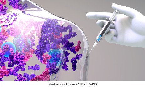 Vaccine, a substance used to simulate the production of antibodies and provide immunity against several disease. 3d illustration