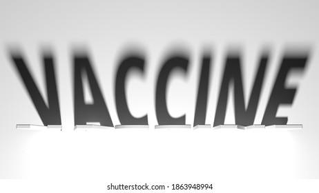 VACCINE text with dramatic light and shadows 3d rendering