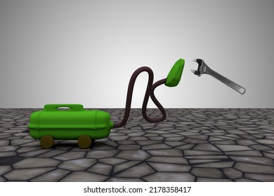 Vacuum Cleaner Sucks Tool. It Take It All Or Clean Up The Mistakes Or All Clear Or Make The Mess Disappear Concept. 3D Illustration