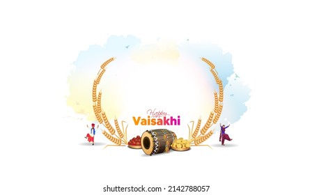 Vaisakhi or Baisakhi festival celebration banner design. Punjabi sikh harvest festival and bhangra dance