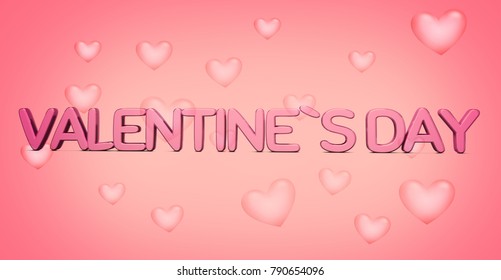 valenentines day 3d render bold letters with hearts background 3d render