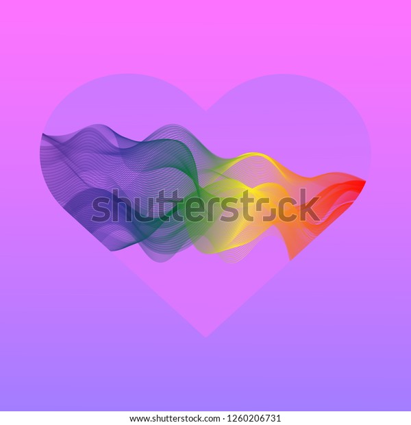 Valentine Card Image Pink Purple Heart Stock Illustration 1260206731