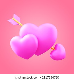 Valentine Cupid Arrow 3D Illustration