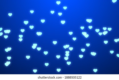 Valentine Day White Hearts On Blue Background.