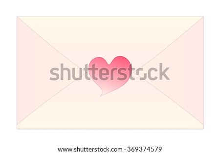 Valentine Love Letter - Sweet Pink Envelope with Pink Heart Shaped Sticker on the Back Isolated on White Background Illustration