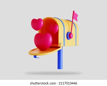 Valentine Mailbox 3d Render Illustration Isolated