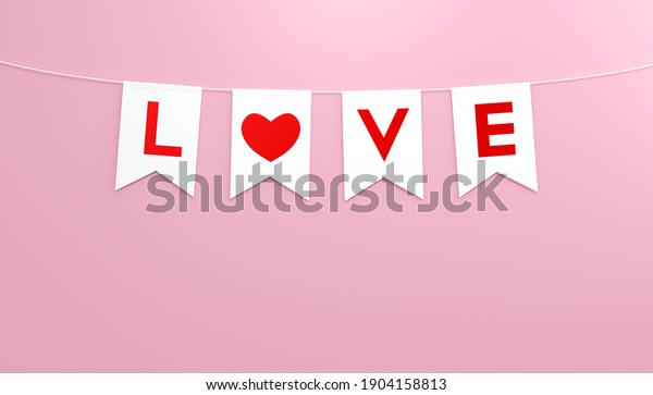 Valentine and\
Mother\'s Day Banners have the word love in red on pink background\
for poster and banner\
design.