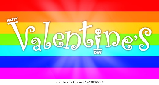 Valentines day background with heart pattern and rainbow. Raster illustration. Wallpaper, flyers, invitation, posters, brochure, banners