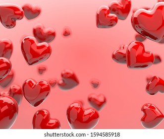 The valentine's Day background with red hearts on pink,3d render. - Powered by Shutterstock