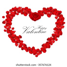 Valentine's Day Background With  Rose Petals Heart 