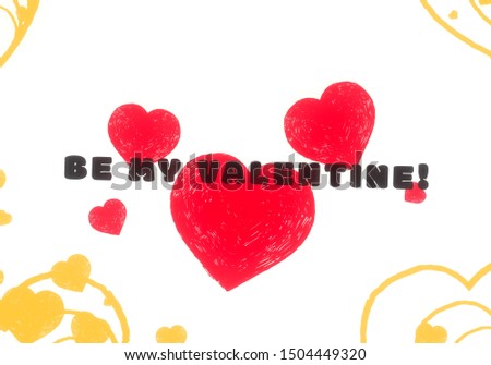 Valentines day card. 2d illustration. Heart with text.