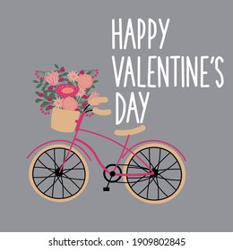 Valentine's Day card with a pink bicycle