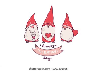 Valentines Day Greeting Card With Cute Gnome