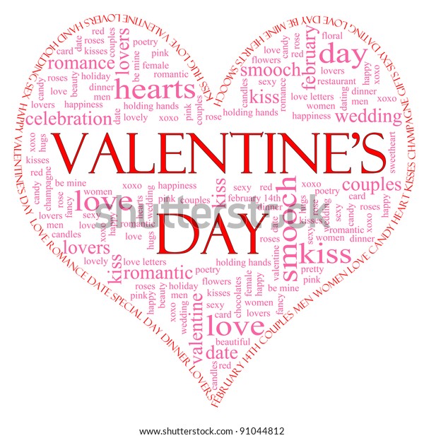 Valentines Day Heart Shaped Word Cloud Stock Illustration 91044812