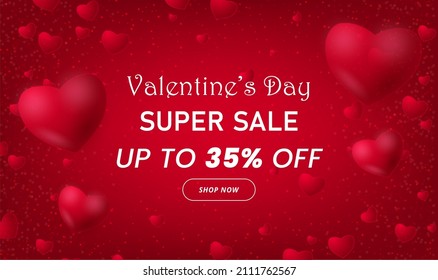 Valentines day Super sale banner   Valentines day Super sale offer Template and Discount Tag
