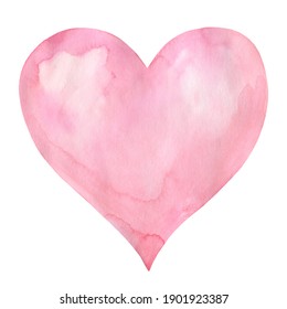 Valentine's Day. Watercolor Pink Heart, Love Card, 