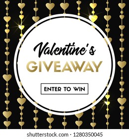 Valentines Giveaway Card. Banner Template For Social Media Contest. Raster Version