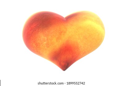 Valentines heart 3D render - -modern concept digital illustration of a peach heart. Valentines concept illustration