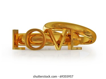 Valentine's wedding ring concept. Isolated on white.3d rendered.