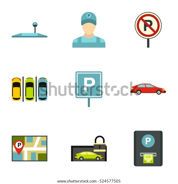 Valet parking icons set. Flat illustration of 9 valet\
parking  icons for\
web