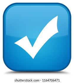 Validation icon isolated on special cyan blue square button abstract illustration