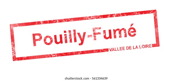 Vallee De La Loire And Pouilly Fume Vineyard Appellation In A Red Rectangular Stamp