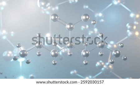 valproate molecular structure, 3d model molecule, valproic acid structural chemical formula view from a microscope