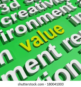 Value In Word Cloud Showing Worth Importance Or Significance