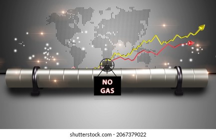 Valve To Cut The Gas Pipeline Gas. No Gas.  High Pressure Gas Well, Pipe Fittings, Valves. 3D Render