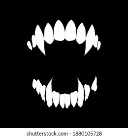 Vampire Teeth On Black Background	