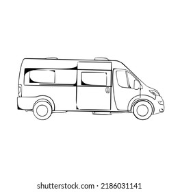 Van Camper Outline Sketch Illustration