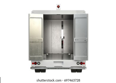 Van Car Open Door, Back View. 3D Rendering