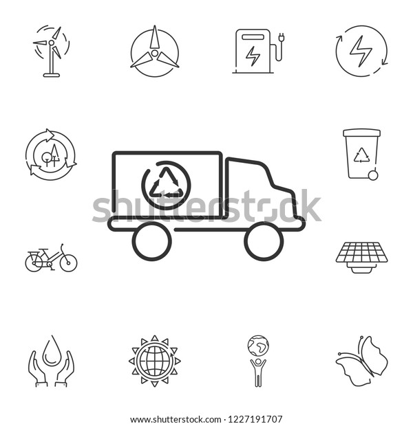 Van recycling icon. Simple element illustration.\
Van recycling symbol design from Ecology collection set. Can be\
used in web and\
mobile