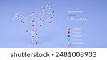 vancomycin molecule, molecular structure, glycopeptide antibiotic, 3d model, Structural Chemical Formula and Atoms with Color Coding