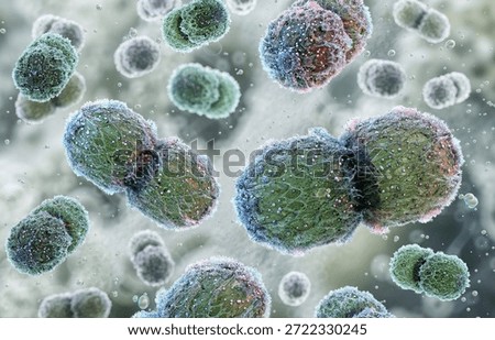 Vancomycin-resistant Enterococcus (VRE) bacteria. 3D illustration of pathogenic Gram-positive diplococci. Superbug, antibiotic resistance, sepsis, hospital-acquired healthcare-associated infections (HAI)