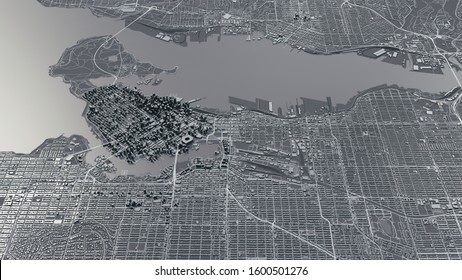 Vancouver city 3d map. 3d illustration