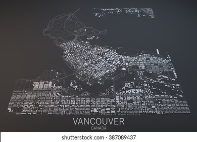 Vancouver, map, satellite view, British Columbia, Canada