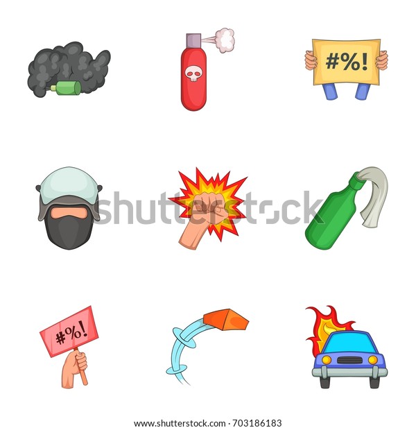 Vandalism icons set. Cartoon set of 9\
vandalism  icons for web isolated on white\
background