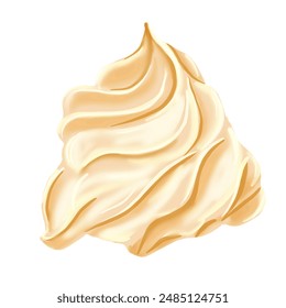 Vanilla creamy ice cream, whipped cream. The layers are clearly visible. Cone-shaped. Soft ice cream.
Watercolor illustration. - Powered by Shutterstock