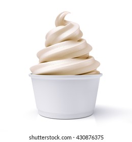 vanilla ice cream in paper cup / 3D illustration
